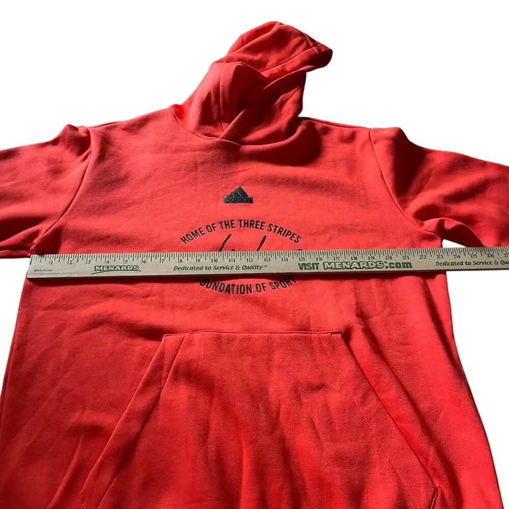 Adidas Mens L‎ Long Sleeve Hoodie Bright Red Fleece Sporty Athleisure
